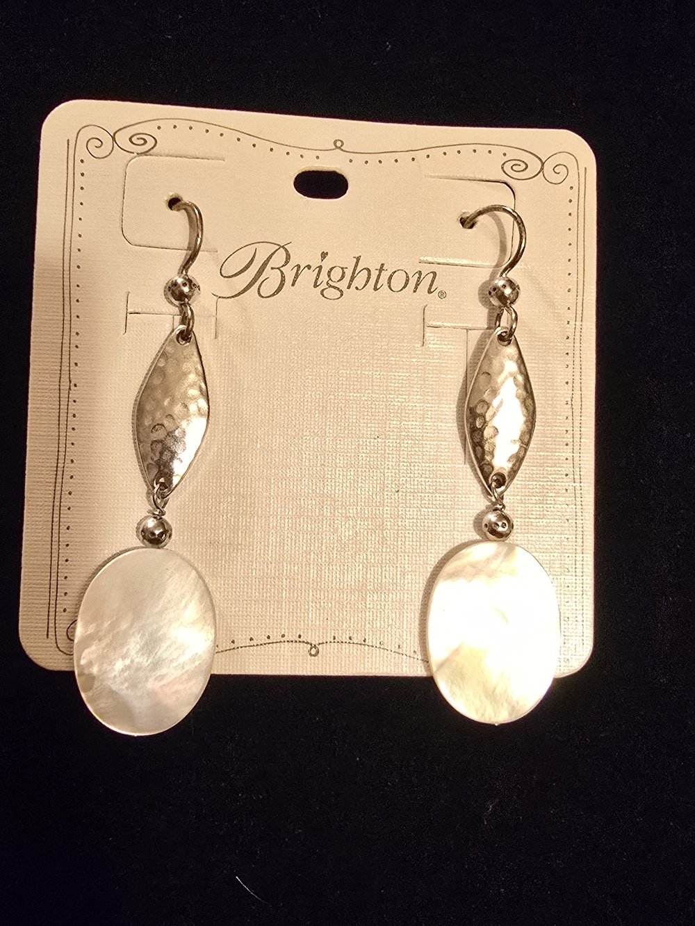 Brighton Silver-Tone Mother of Pearl Oval Drop Earrings